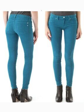 Genetic Denim The Shane Skinny Jeans Teal Blue Size 24 Stretch Made USA (B-1533)